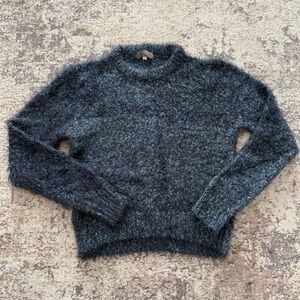 Cozy Fuzzy Knit Sweater Charcoal Grey Soft Cropped Fit Size S